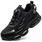 Botão rotativo sapatos de segurança homens tênis de dedo do pé de aço à prova de punctura botas de segurança de trabalho almofada de ar esporte sapatos de trabalho botas anti-esmagamento